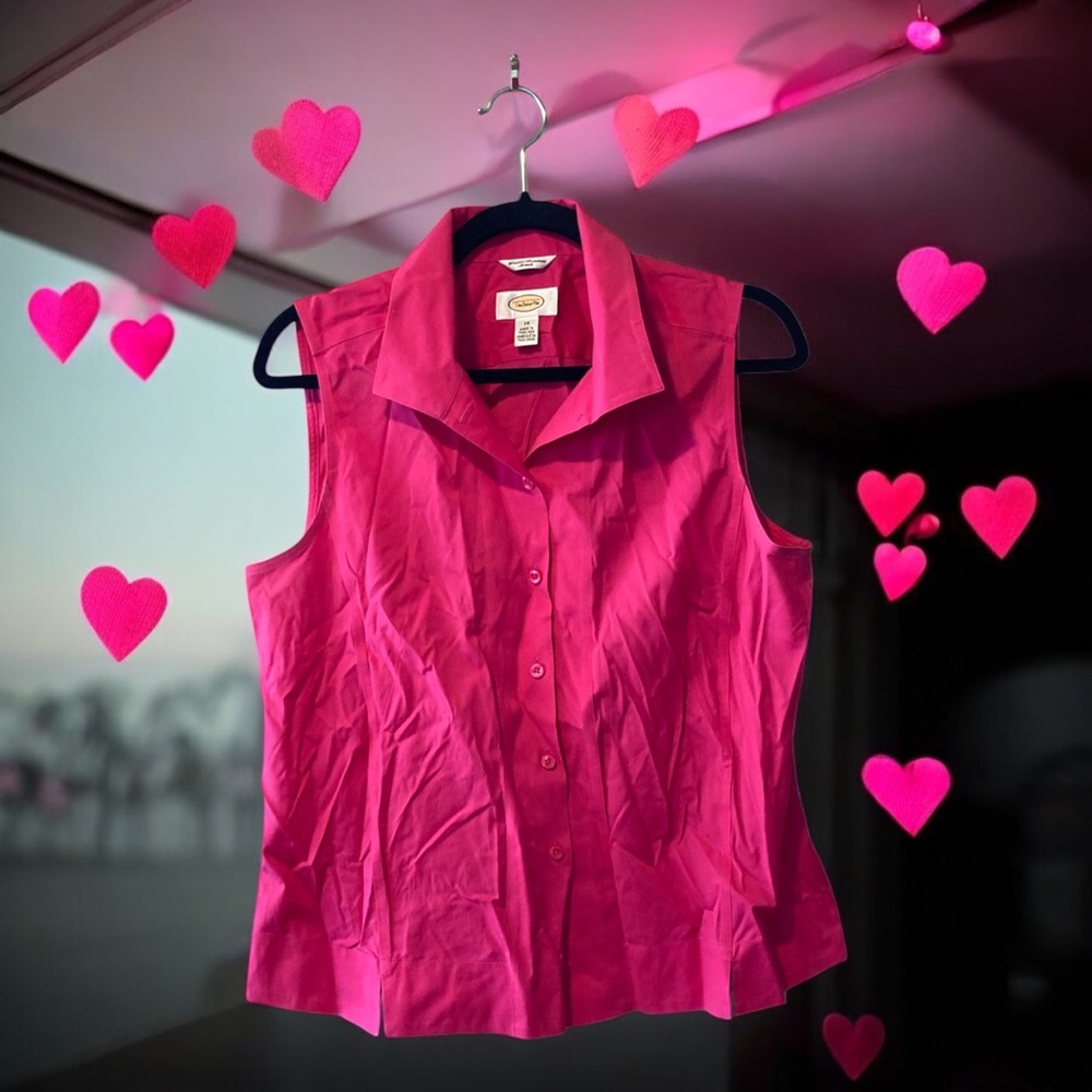 Talbots Pink Sleeveless Collar Button Down Shirt